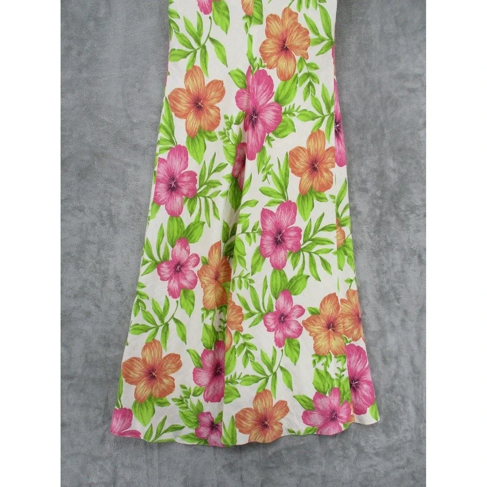 Vintage Talbots Dress 8 Petite Floral Linen Modest Cottage Maxi Tropical Vibrant - Picture 7 of 12